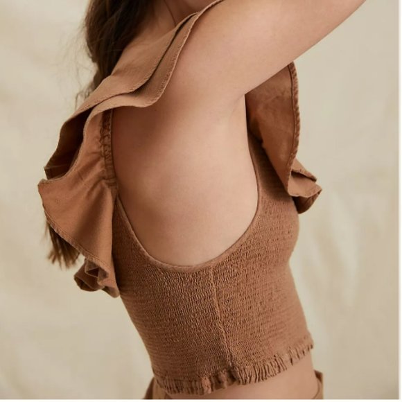 Maeve Tan Ruffled Blouse - Picture 3 of 5